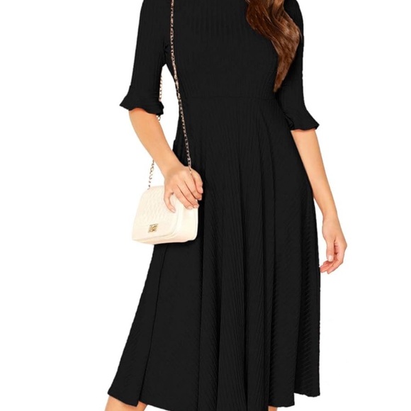 NWT Verdusa Women's Elegant Ribbed Knit Fit and Flare Midi Dress SZ XL - Picture 4 of 9